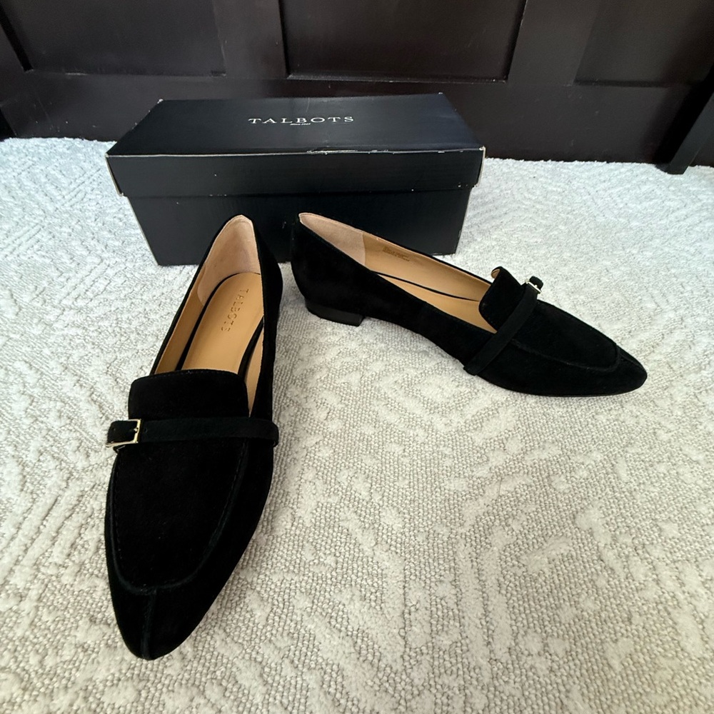 Talbots Elegant Black Suede Loafers
